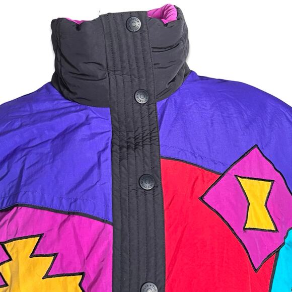 Vintage Head Tyrolia Skiwear Abstract Southwestern Colorblock Ski Jacket 90s - Picture 2 of 16